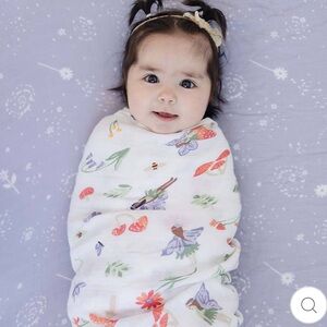 Bebe Au Lait Bamboo blend swaddle blanket in Woodland Fairy print - New!